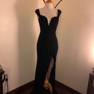 Long, high slit black dress!!